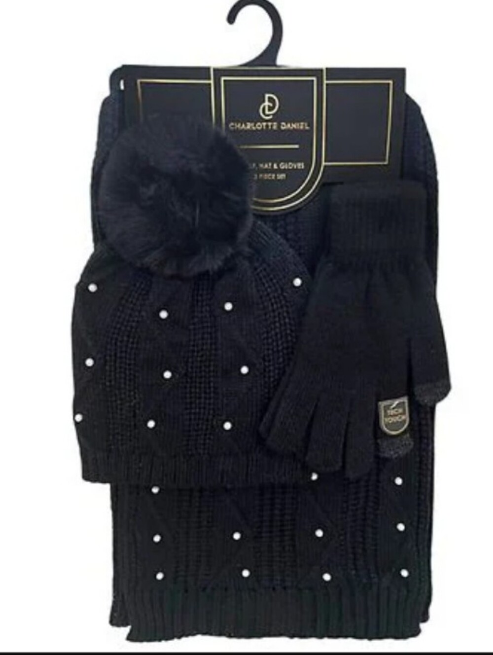 Charlotte Daniel-3pc Hat Scarf & Gloves Set (Black 🖤)-0S